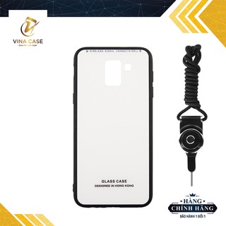 (3 Màu)Ốp lưng Samsung A6/J6 2018 kính cường lực 9H - Tặng kèm dây đeo điện thoại