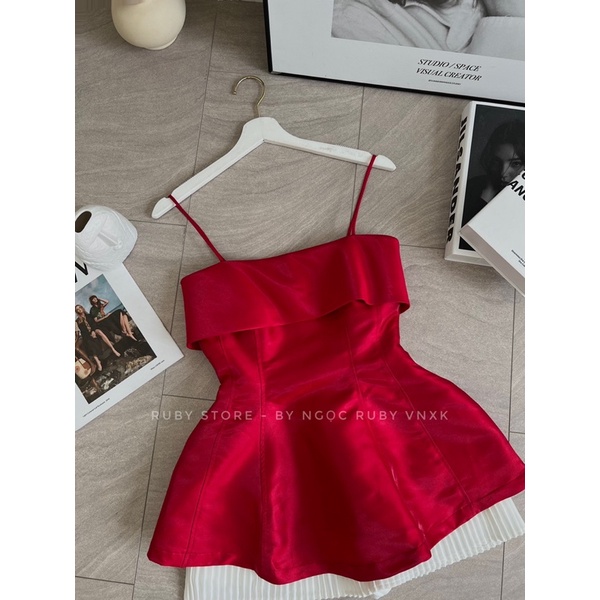 Áo Hai Dây Peplum Tafta Thiết Kế 4M Đơn Giản Thanh Lịch RUBYSTORE