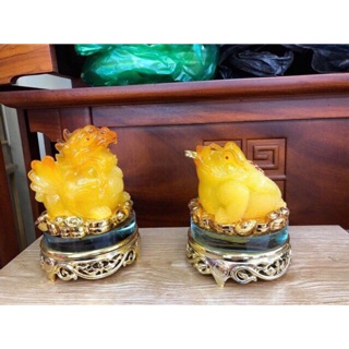 Combo bộ đôi cóc + kì lân màu vàng cam size 15cm