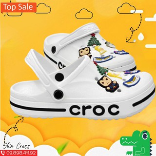 dép cross💖FREESHIP💖dép cross đế bánh mì trắng DEPCROSSD2311 tặng thêm 12 jibitz cross