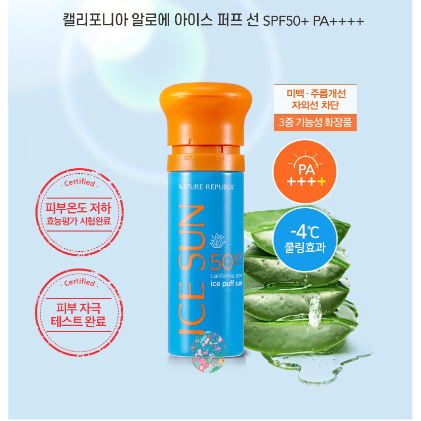 Kem Chống Nắng Nature Republic California Aloe Ice Puff Sun SPF50 PA+++100ml [Mẫu Mới]