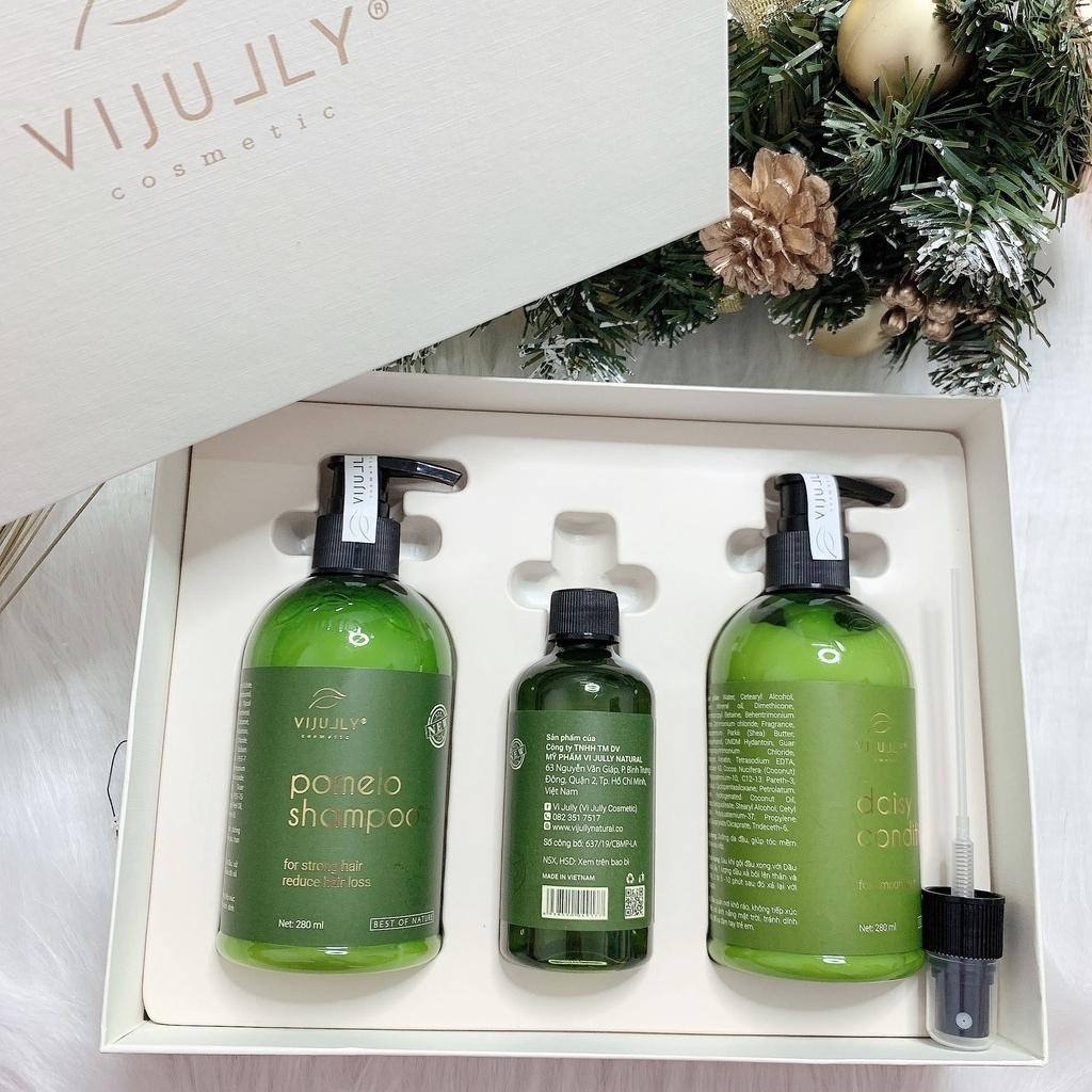 Dầu gội dầu xả xịt bưởi combo VIJULLY chính hãng ngăn rụng tóc, chống rụng tóc, kích mọc tóc dưỡng tóc AME