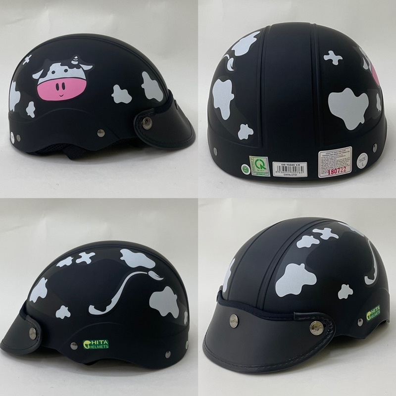 Mũ Bảo Hiểm 1/2 Đầu CHITA HELMETS CT31 Tem Bò Sữa