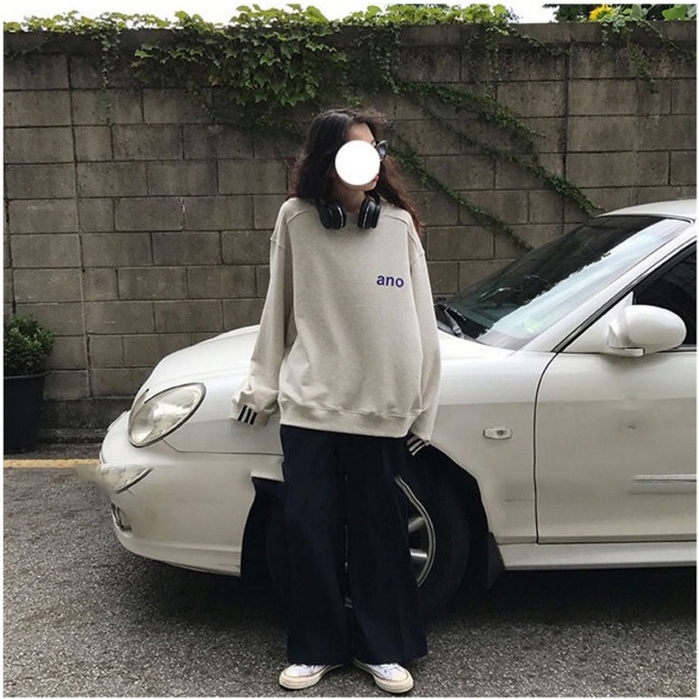 Áo sweater SUXI thiết kế tay dài dáng rộng in họa tiết thời trang mùa thu phong cách Hàn Quốc dành cho nữ