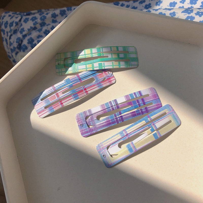 Kẹp tóc vải sọc ca rô cho bé gái