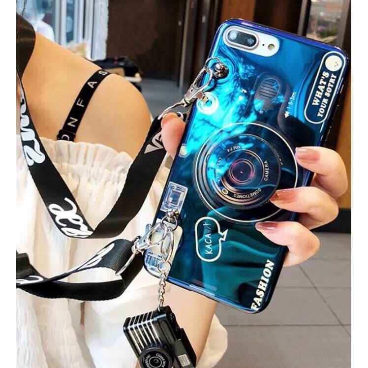 Ốp Điện Thoại Mềm Hình Máy Ảnh Có Giá Đỡ Và Dây Đeo Cho Realme 8i 9i 9 Pro Plus C35 7 5 6 Pro