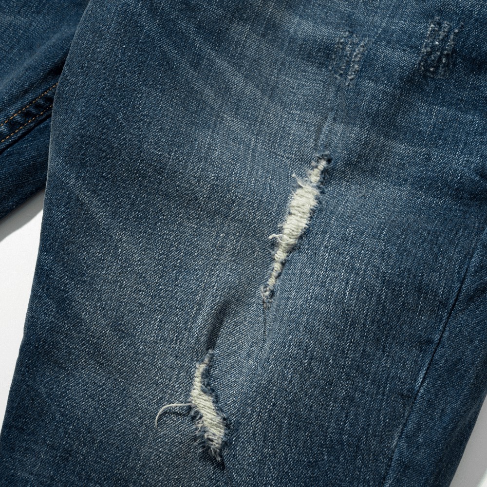 Quần short jean nam xanh rách MRC 19117-SN chất cotton cao cấp, form ôm vừa vặn, tôn dáng, trẻ trung - CUONG STORE