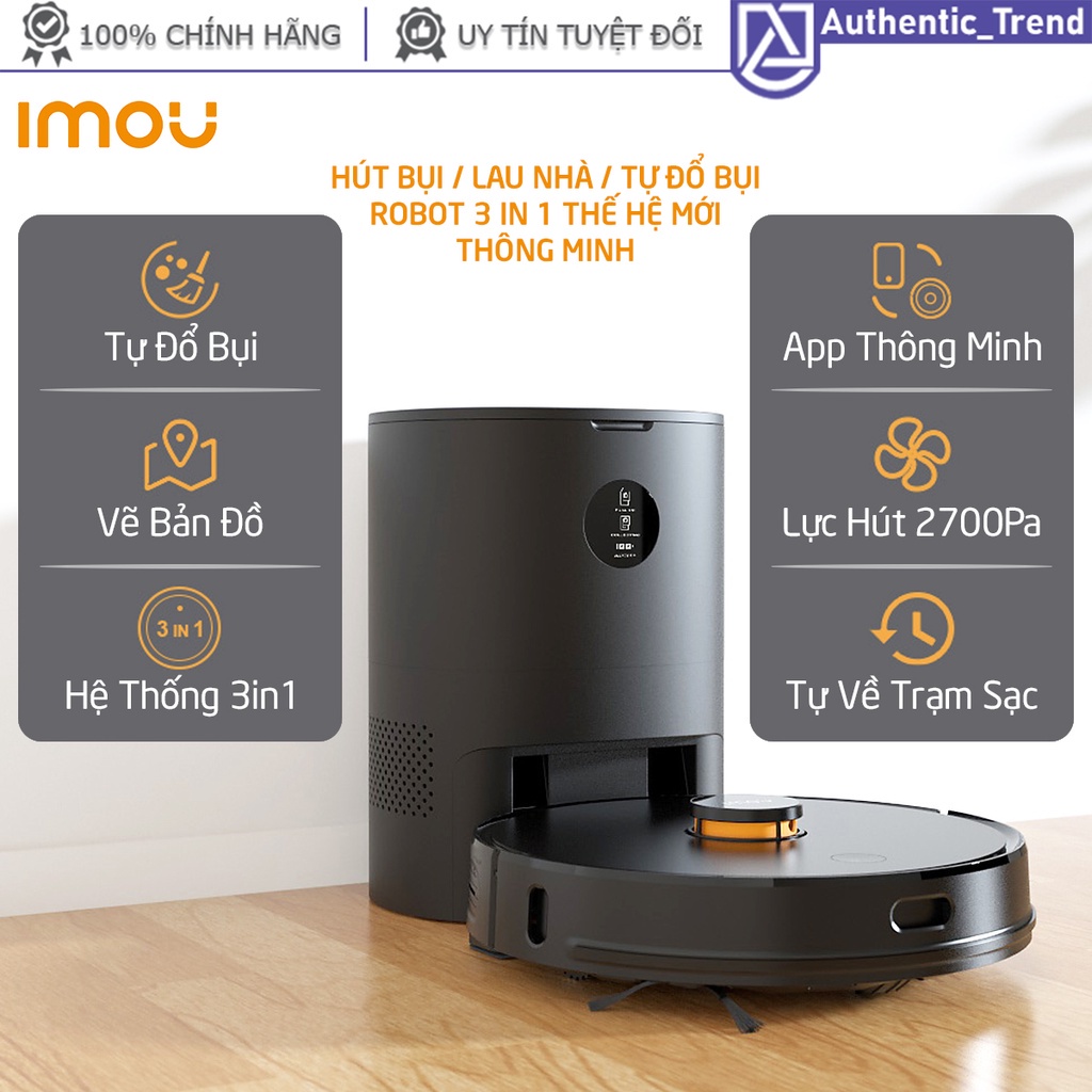 Robot hút bụi lau nhà Dahua Imou RV-L11A, tặng dock sạc kiêm hộp chứa bụi, bảo hành 24 tháng