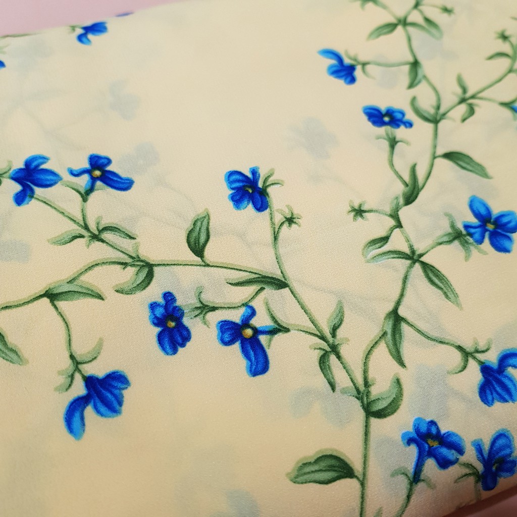 Vải voan vàng dùng may đồ chất mềm co giãn tốt 100x150cm Maihoaflower