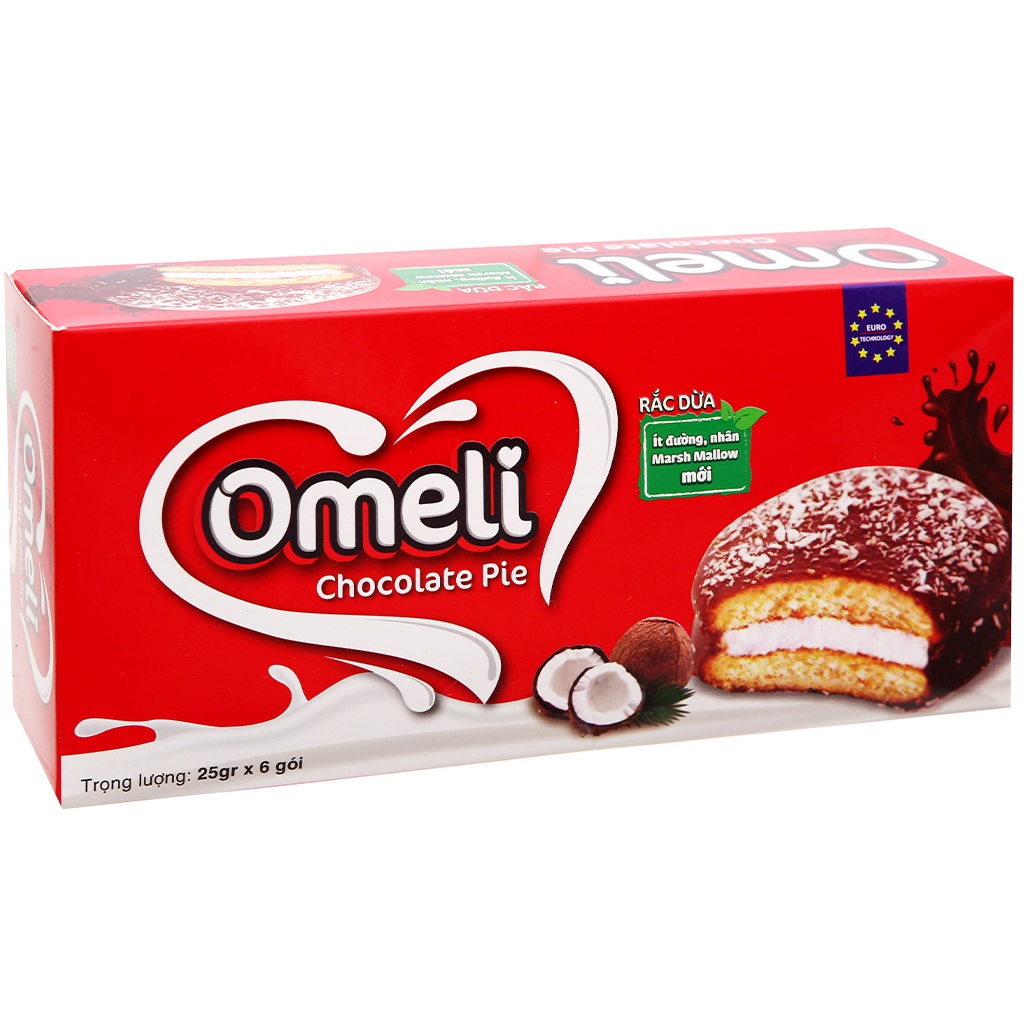 BÁNH OMELI CHOCO PIE RẮC DỪA VÀ MACHA Hộp 150G