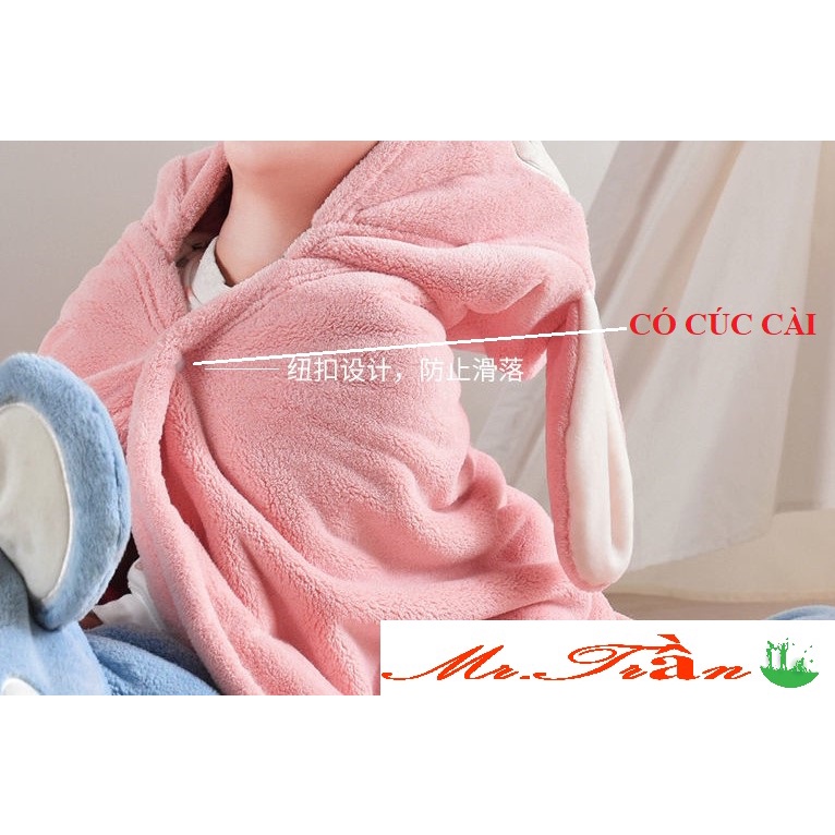 Áo choàng lông cừu cho bé có mũ chùm đầu cũng có thể làm khăn tắm- Mã Thỏ