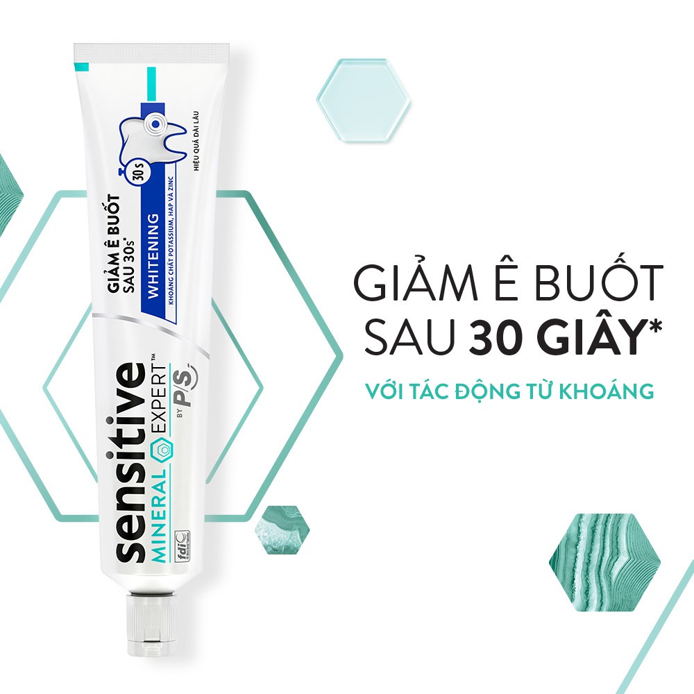 Bộ 3 Hộp Kem đánh răng P/S giảm ê buốt sau 30 giây Sensitive Mineral Expert Whitening với tác động từ khoáng 100g