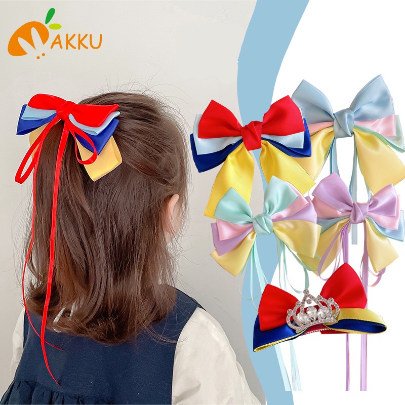 Kẹp Tóc Nơ Ruy Băng Màu Sắc Dễ Thương Cho Bé Gái AKKU