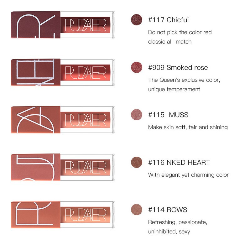 Son môi Pudaier 5 màu tông đất tuỳ chọn hiệu ứng nhung lì 5.5g