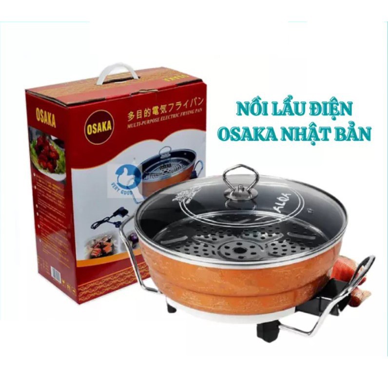 Nồi Lẩu Điện Đa Năng Họa Tiết Nấu Các Món Chiên Xào, Lẩu , Canh Công Suất 1360W Kích Thước 31x31x9,5cm