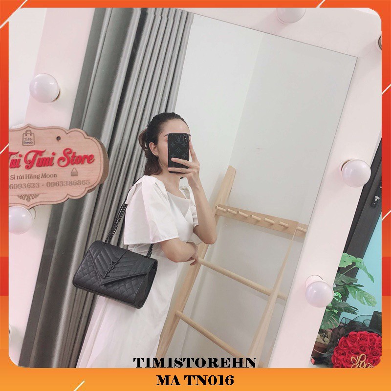Túi xách đeo chéo nữ, Túi đeo vai da sần dây xích pha da trẻ trung rẻ đẹp thời trang TIMISTOREHN TN016