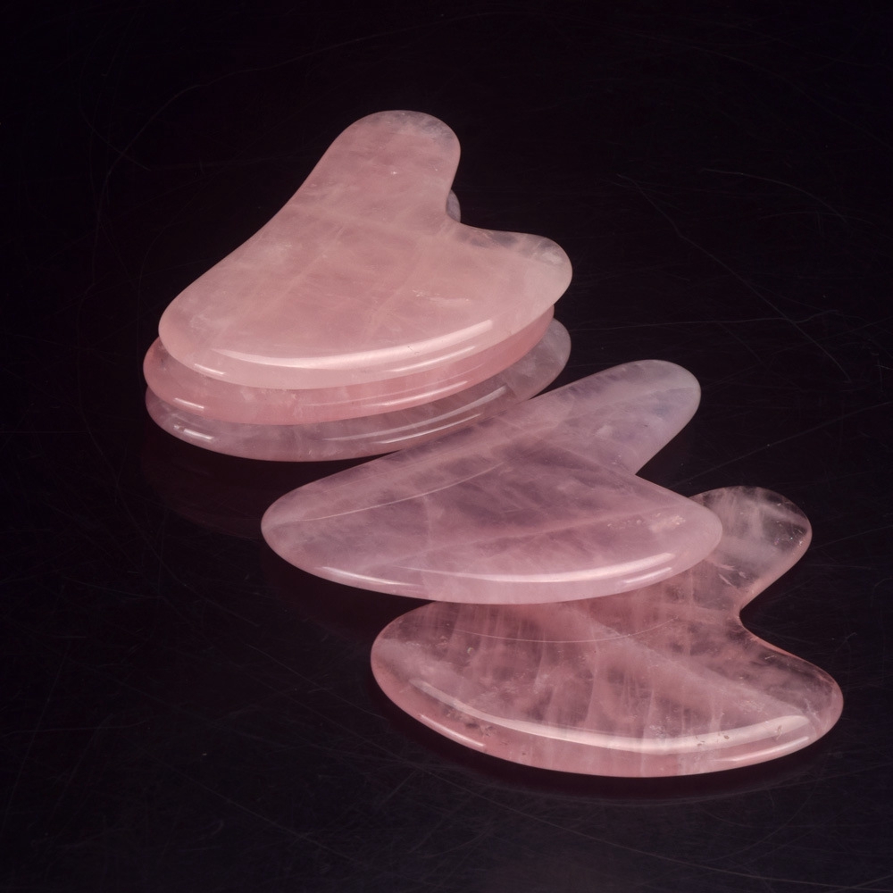 Tấm cạo gua sha tự nhiên đá thạch anh hồng ngăn ngừa nếp nhăn chống lão hóa chăm sóc da mặt