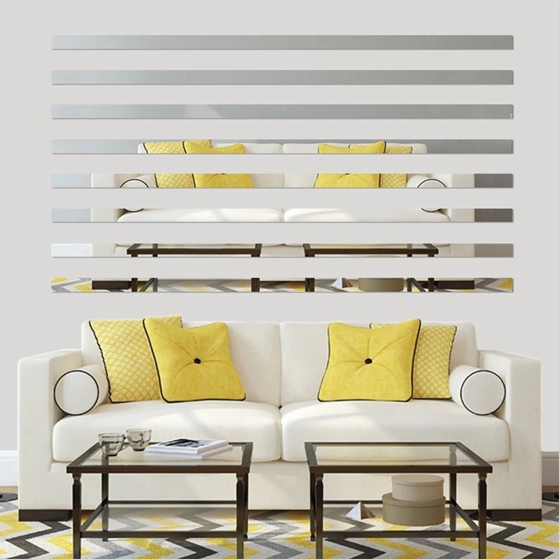 Set 10 Miếng Dán Tường Trang Trí Tráng Gương Hình Chữ Nhật Bằng Acrylic