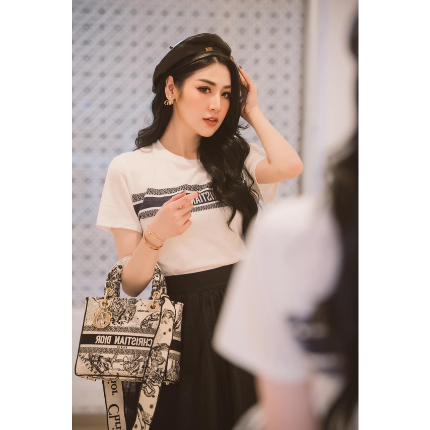 Túi Xách Di.or Hoa Hậu Size 24cm Màu Ghi