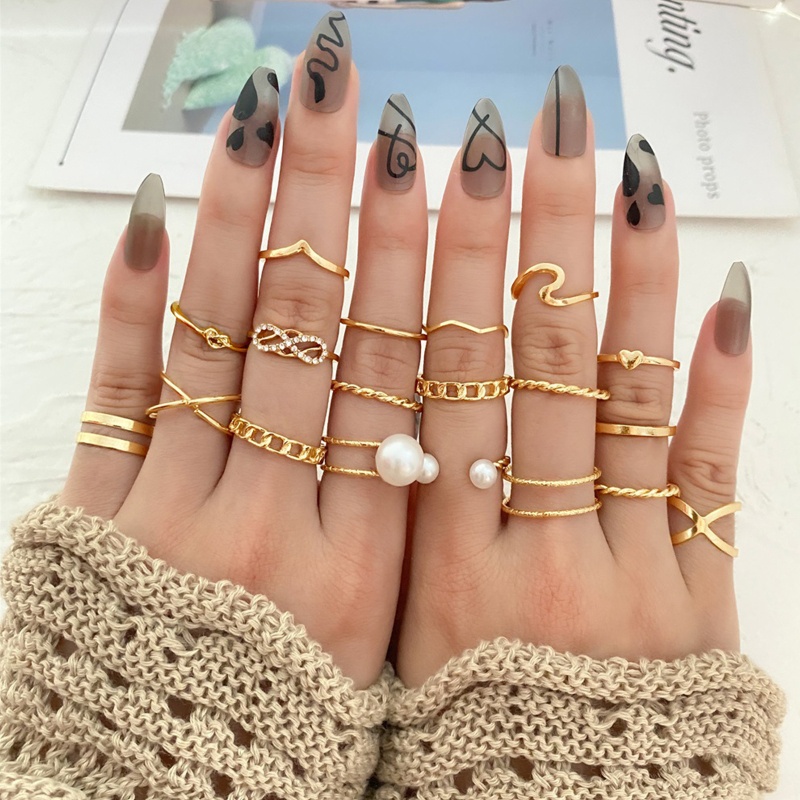 Set 19 Nhẫn Đốt Ngón Tay Phong Cách Bohemian