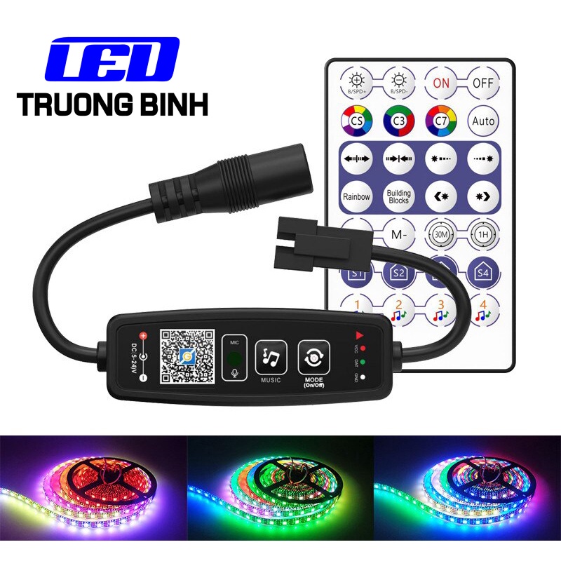 BT128 BỘ ĐIỀU KHIỂN LED FULL MÀU ARGB WS2812 WS2811 UCS1903 VỚI REMOTE 28 PHÍM ĐIỀU KHIỂN QUA APP BLUETOOTH