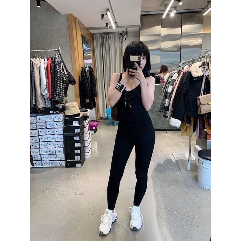 Quần legging nữ dài cạp cao nâng mông cuộn tím vải cotton co giãn Q036
