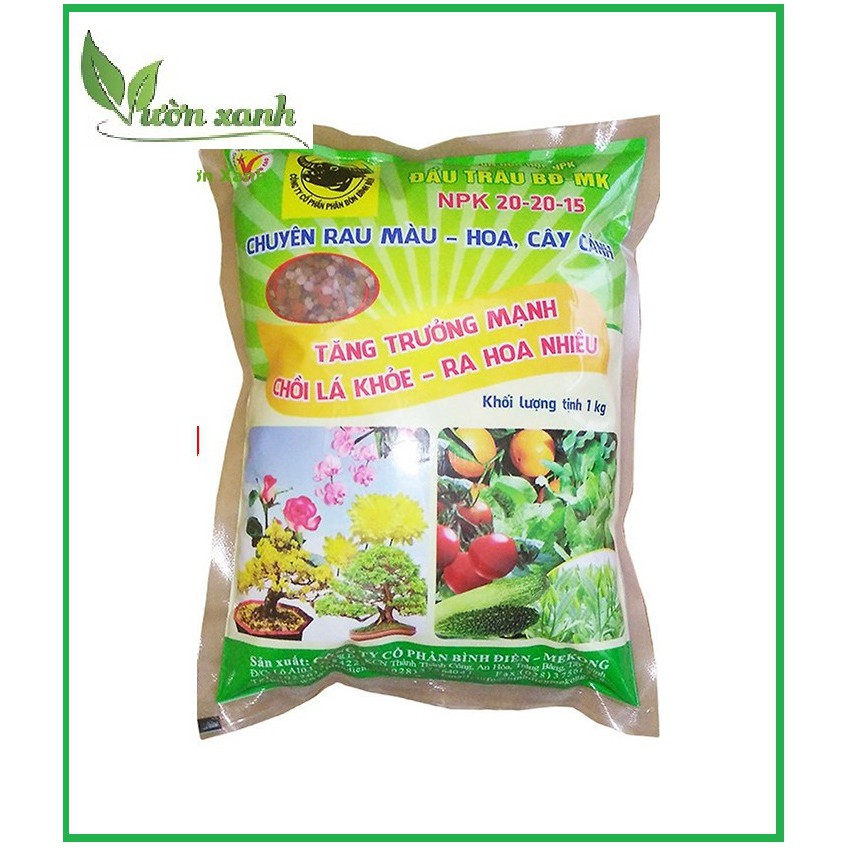 Phân Bón Hỗn Hợp Đầu Trâu NPK 20-20-15 dạng viên chuyên dùng cho rau màu , cây cảnh 1kg