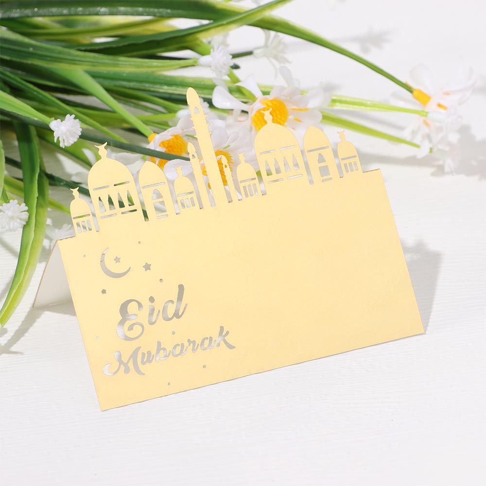 Set 10 Thẻ Bưu Thiếp In Chữ Happy Eid Đạo Hồi Thời Trang