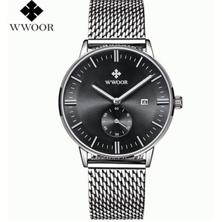 Đồng hồ nam dây lưới thép không gỉ WWOOR 8808 (fullbox)