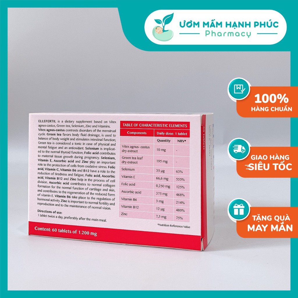Ellefertil  bổ trứng, tăng thụ thai tự nhiên, hỗ trợ sinh sản vô sinh hiếm muộn
