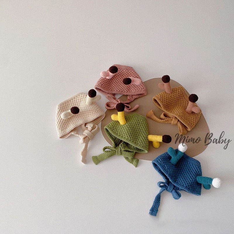 Mũ nón len che thóp mùa đông gắn sừng hươu dễ thương cho bé ML208 Mimo Baby