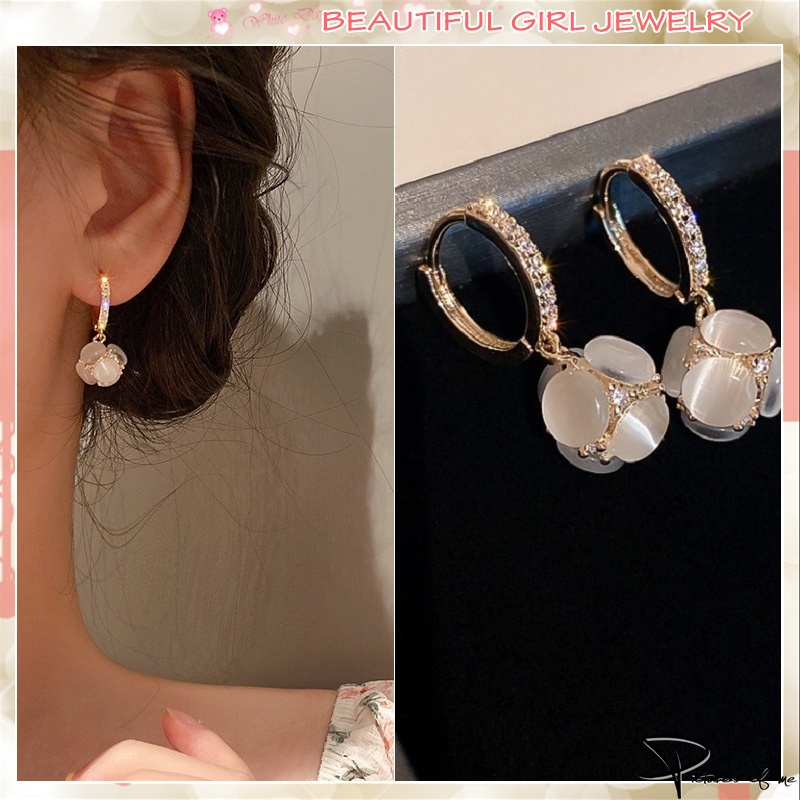 Bông tai ngọc mắt mèo thời trang Hàn Quốc sang trọng cho nữ
