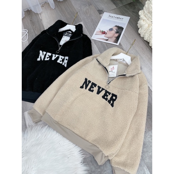 áo lông never cổ trụ kéo khoá/áo hoodie lông | BigBuy360 - bigbuy360.vn
