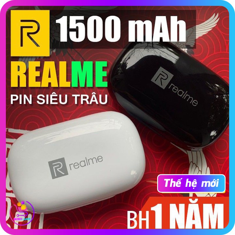 [PIN SIÊU TRÂU] Tai Nghe REALME Pin 1500 mAh Sạc Dự Phòng, Âm Thanh Hay, Thiết Kế Cao Cấp Có Đèn Báo LED