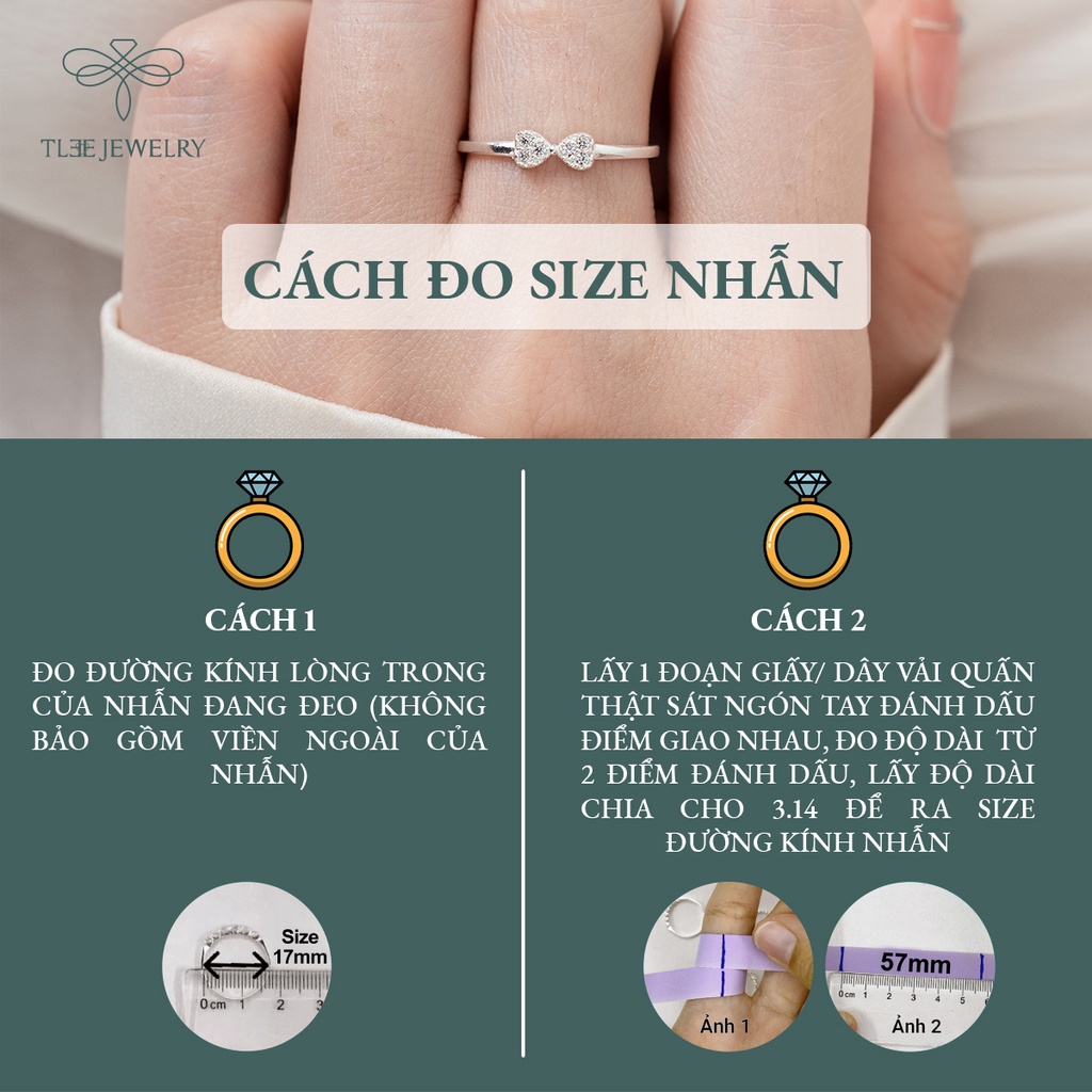 Nhẫn bạc nữ TLEE đính nơ đá tiểu thư sang trọng NCJ A0213