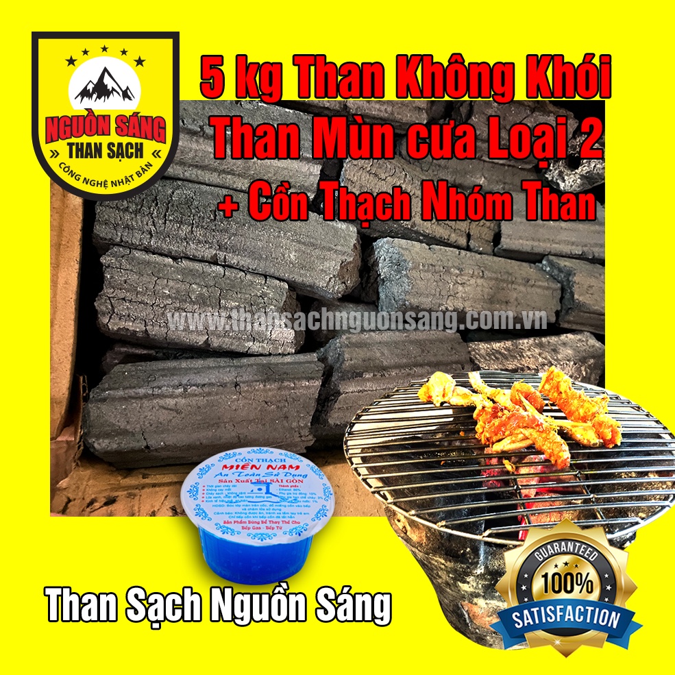 5kg Than không khói mùn cưa loại 2 và cồn thạch nhóm than