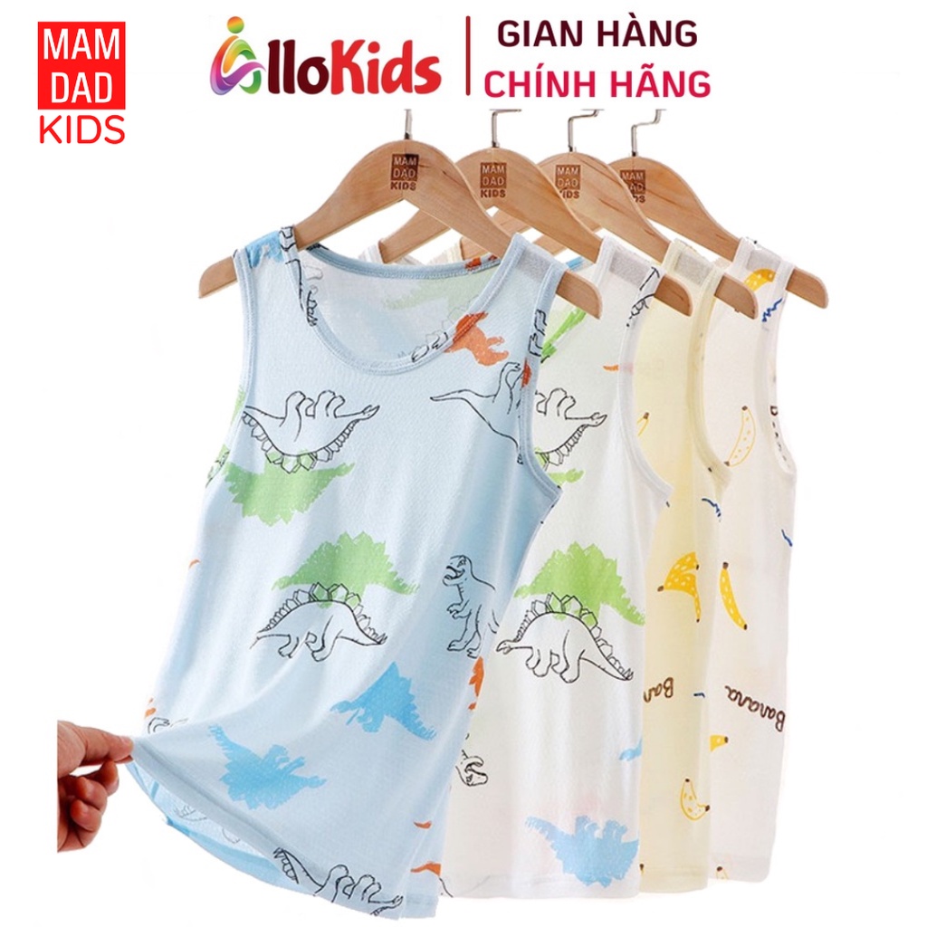 11-45kg Set 2 áo ba lỗ bé trai cotton xước hè họa tiết hãng Mamdadkids