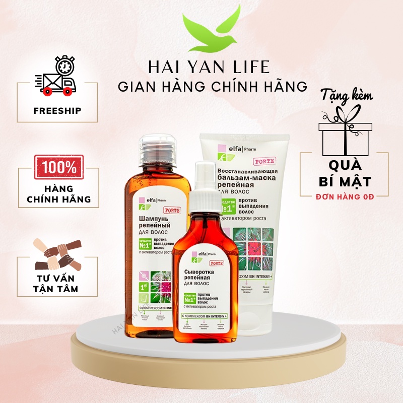 Bộ sản phẩm dầu gội kích thích m.ọ.c tóc Ngưu Bàng Elfa Pharm Ba Lan 200ml