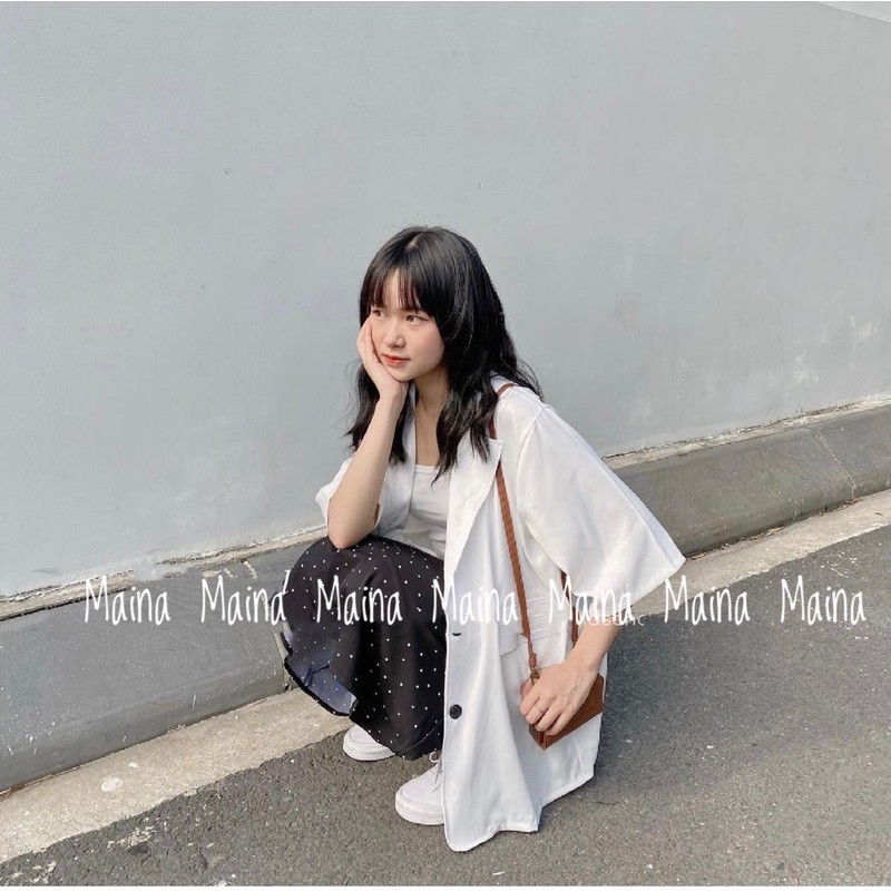 Chân váy chấm bi đen voan lụa siêu mát - Chân váy midi hottrend 2021 Maina | BigBuy360 - bigbuy360.vn