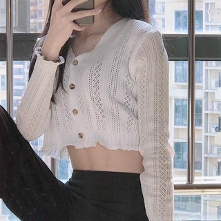 Áo croptop tay dài thun len CLIO CROPTOP