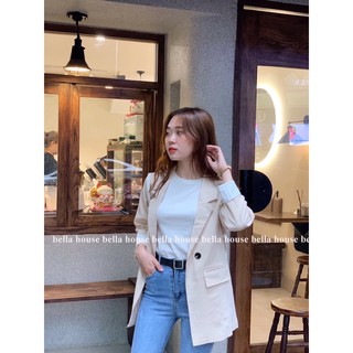 áo blazer kem tay phối kẻ
