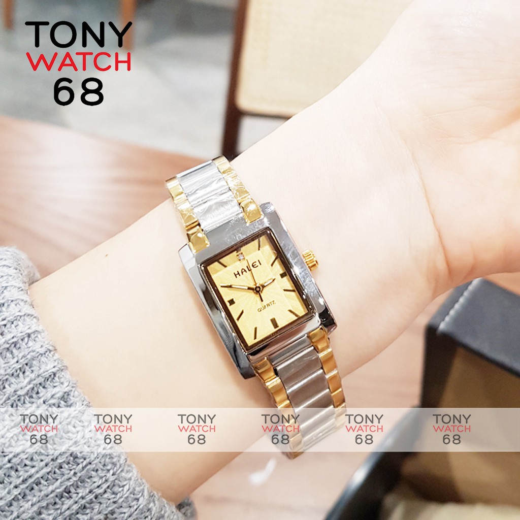 Đồng hồ cặp đôi nam nữ Halei mặt vuông dây kim loại không gỉ chính hãng chống nước tuyệt đối | BigBuy360 - bigbuy360.vn