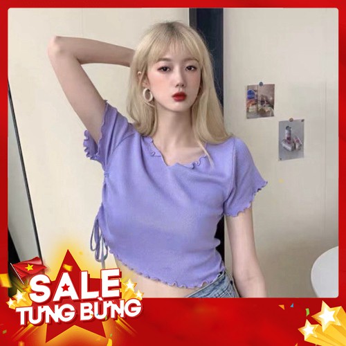 -HÀNG NHẬP KHẨU Áo Len Nữ Dệt Kim Dáng Crop Rút Eo_Ôm Dáng Đi Học Đi Chơi Đều Xinh Liên hệ mua hàng 084.209.1989