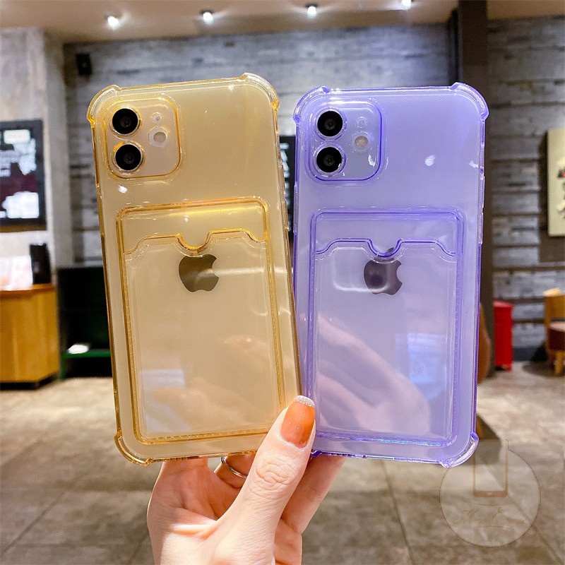 Ốp điện thoại TPU mềm chống sốc có ngăn đựng thẻ dành cho iPhone 12 pro 11pro max xr xs max 8 7plus