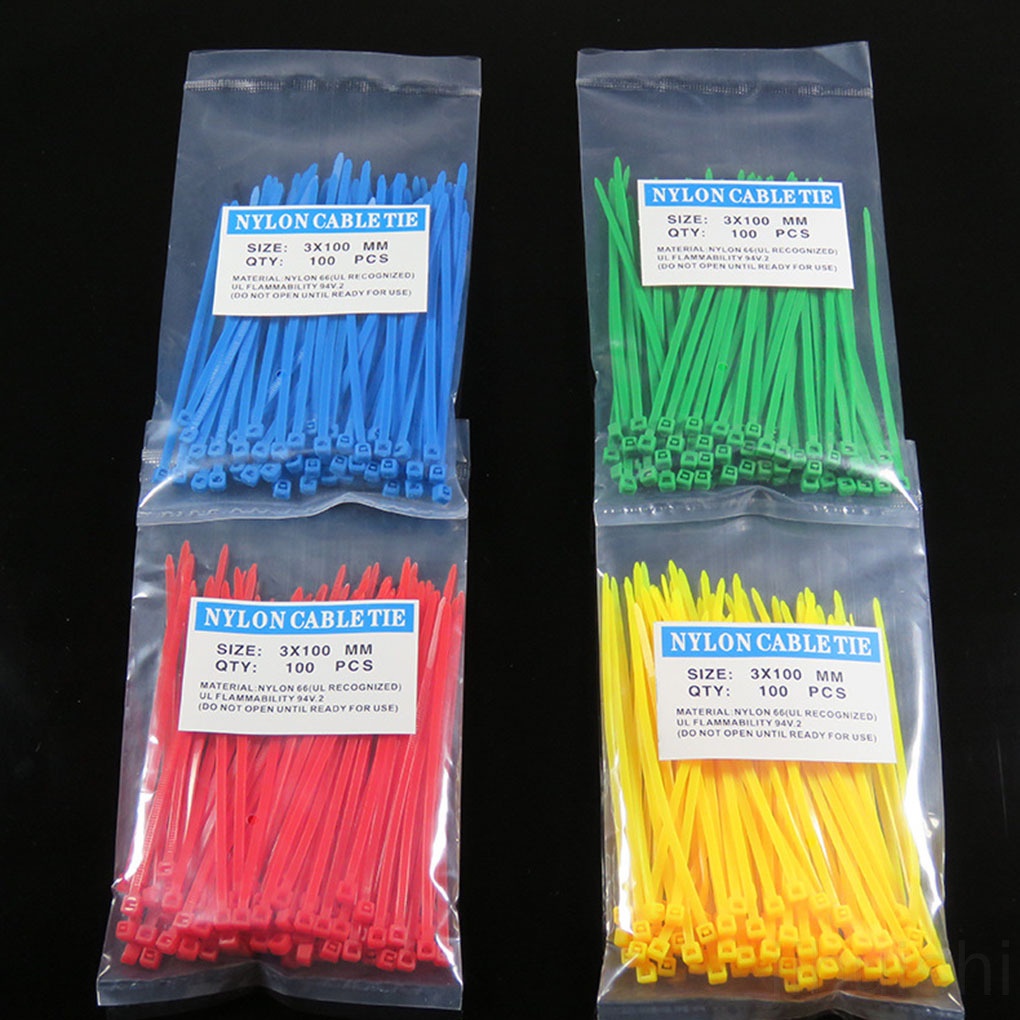 Set 100 Dây Rút Nhựa Nylon 3x100mm Nhiều Màu Sắc Có Thể Tái Sử Dụng