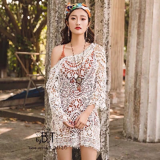 Áo ren lưới đi biển dáng dài MSN4