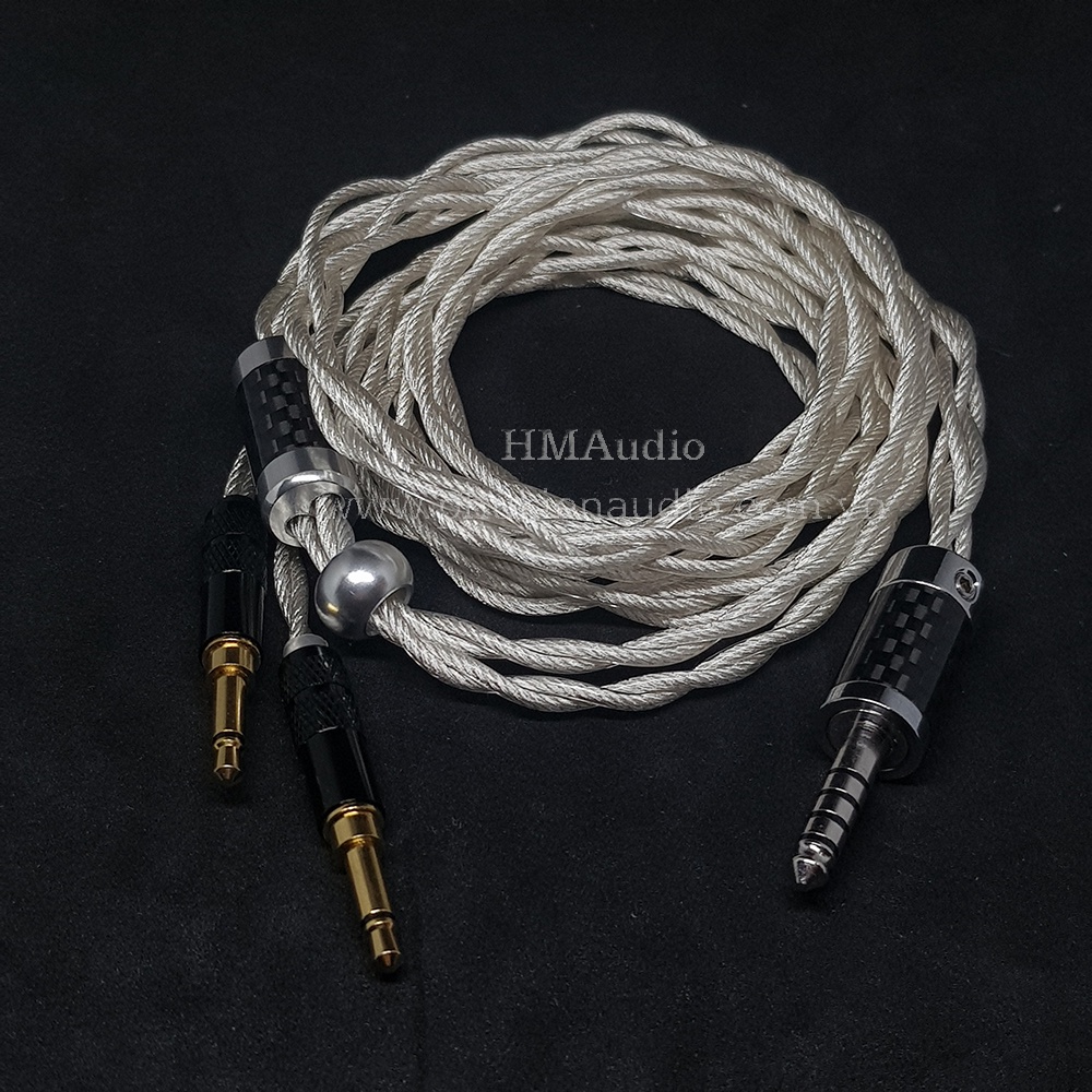 Dây tai nghe đồng mạ bạc OFC 1.8mm tết 4 - Hifiman Dual 3.5mm