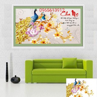 TRANH THÊU CHỮ THẬP CHA MẸ TRANH CHƯA THÊU LV3171.70*47CM