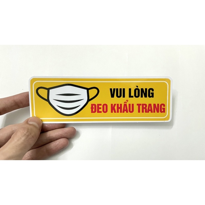 Sticker hình dán decal Vui lòng đeo khẩu trang, hình dán nhắc nhở, hình dán y tế
