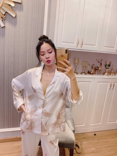 PIJAMA CON HẠC TRẮNG CAO CẤP